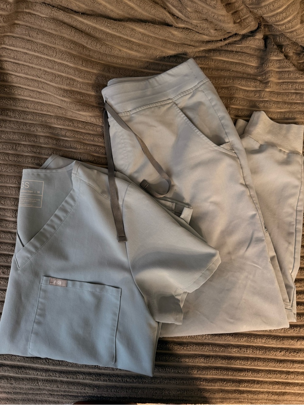 Figs Dusty Blue Scrub Top & Joggers